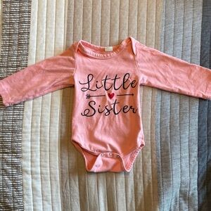Pink little sister long sleeve onesie 9-12 months